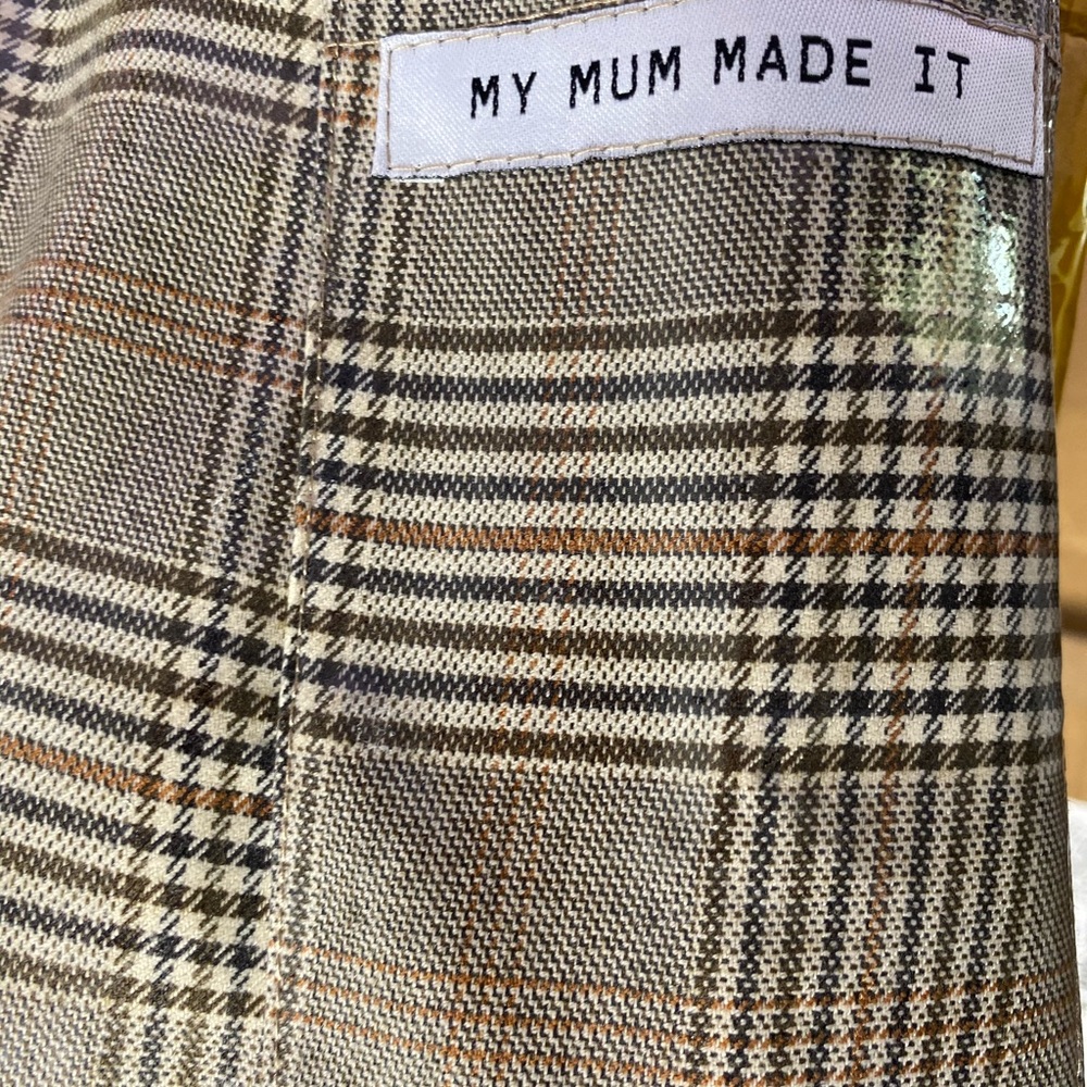 Plastic wrapped plaid vintage skirt